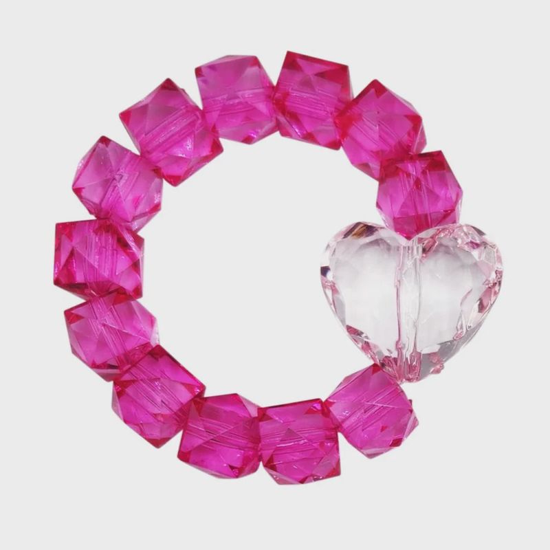 Rock Candy Bracelet - Hot Pink with Light Pink Heart