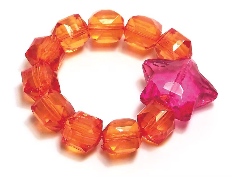 Rock Candy Bracelet - Orange with Hot Pink Star