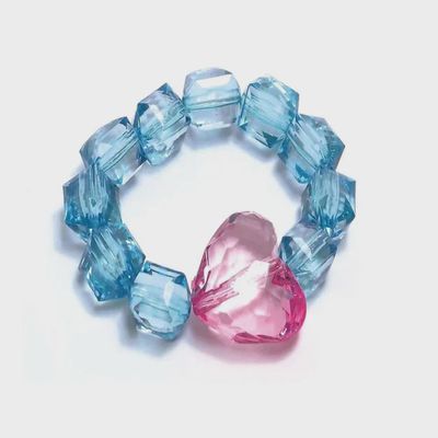 Rock Candy Bracelet - Aqua with Pink Heart