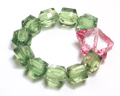 Rock Candy Bracelet - Lime with Light Pink Star