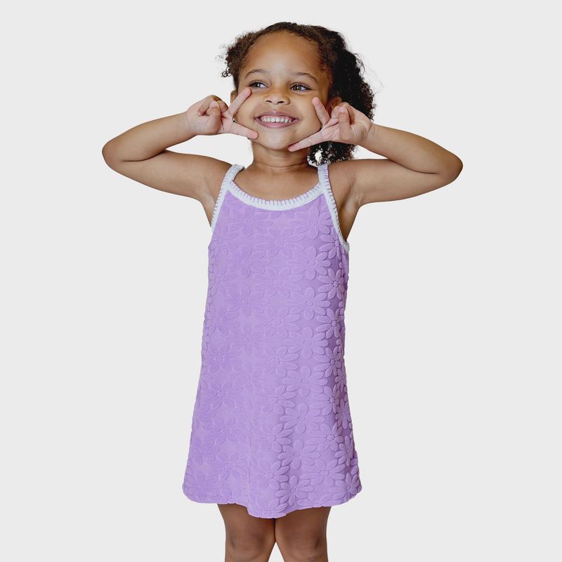 Girls Lavender Terry Cloth Flower Dress