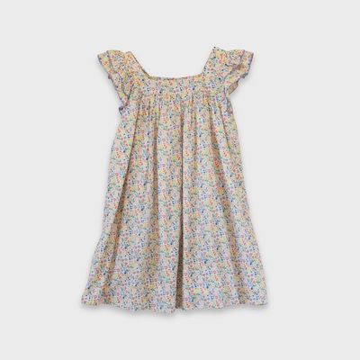 Everly Square Neck Dress - Yellow Petal Confetti