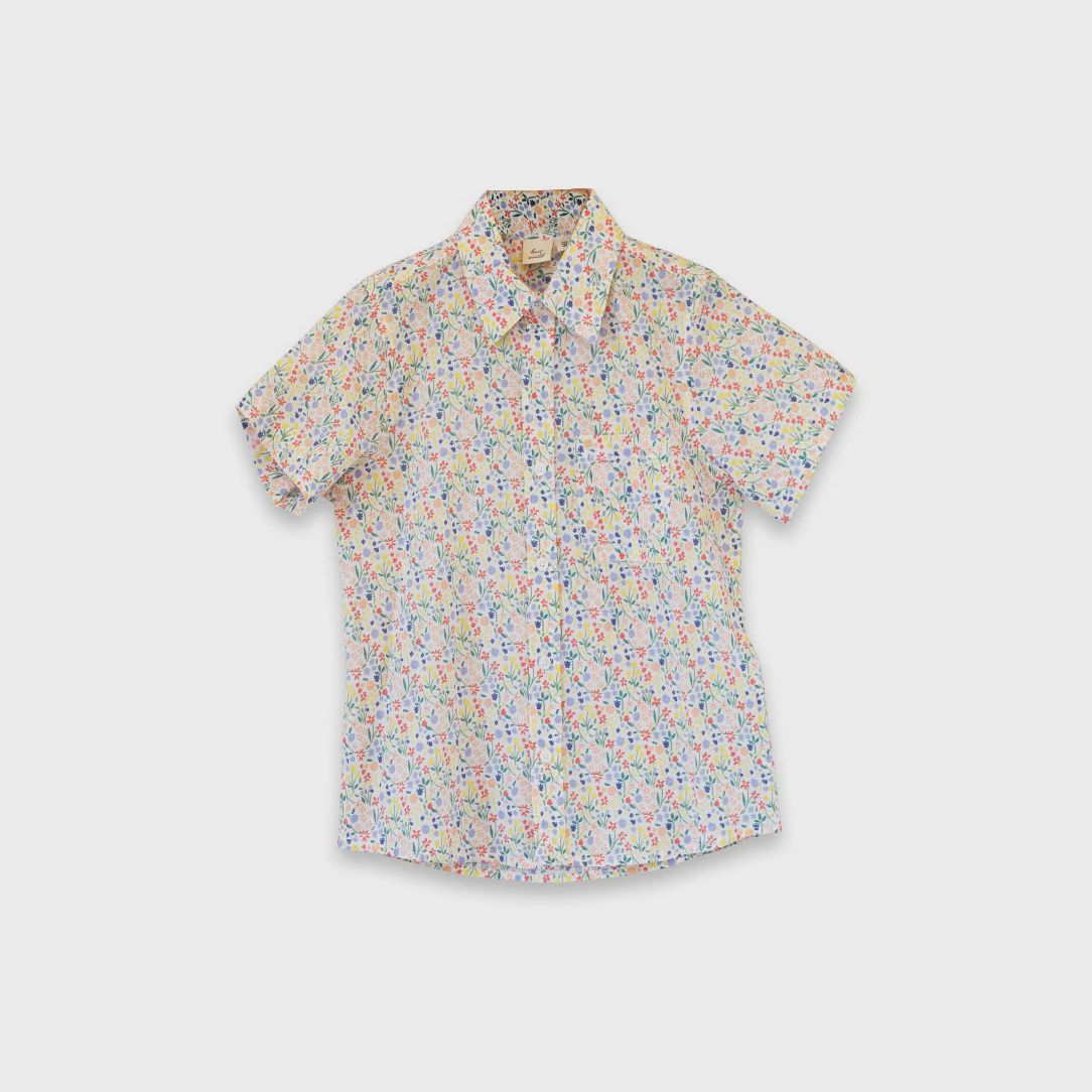 Boys Short Sleeve Collar Shirt - Yellow Petal Confetti