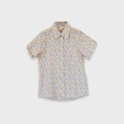 Boys Short Sleeve Collar Shirt - Yellow Petal Confetti
