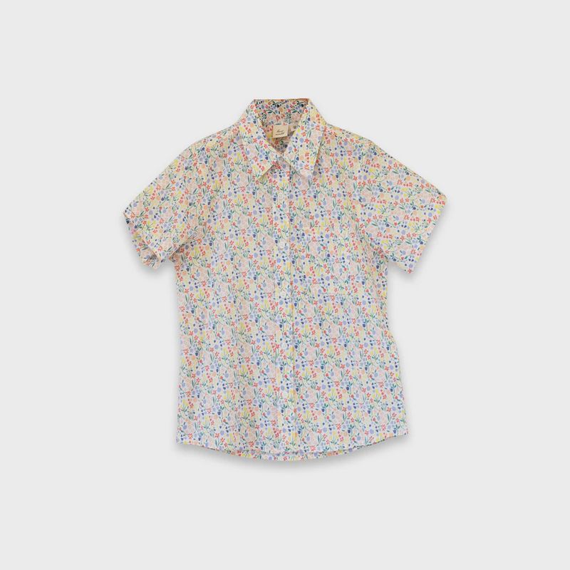 Boys Short Sleeve Collar Shirt - Yellow Petal Confetti
