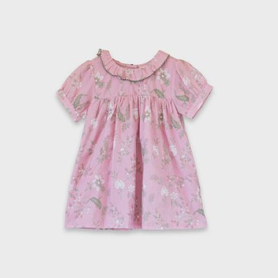Emily Dress for Baby - Pink and Green Fern