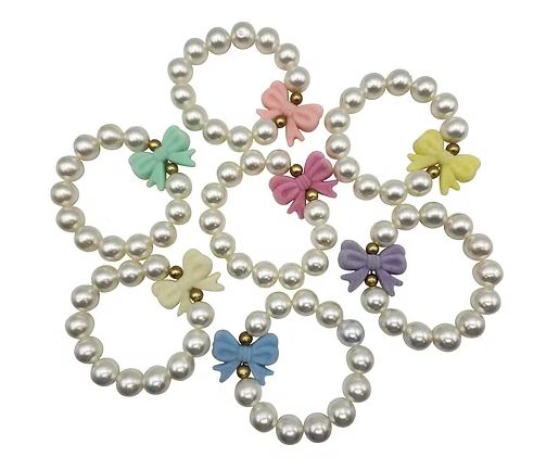 Pearl Bow Bracelet - Berry Pink