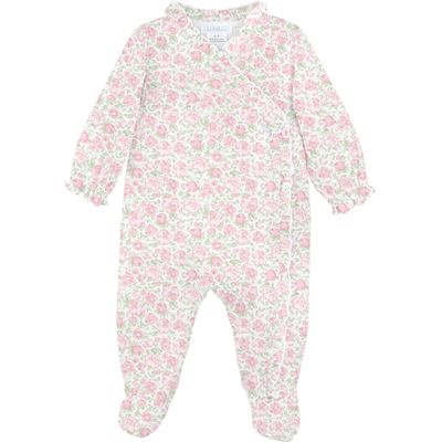 Pima Cotton Footed Onesie - Elegant Pink Floral