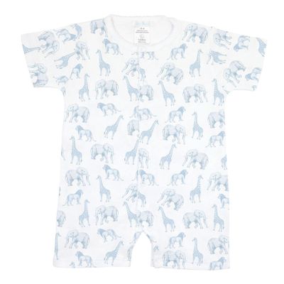 Pima Cotton Shortie Romper - Safari Blue