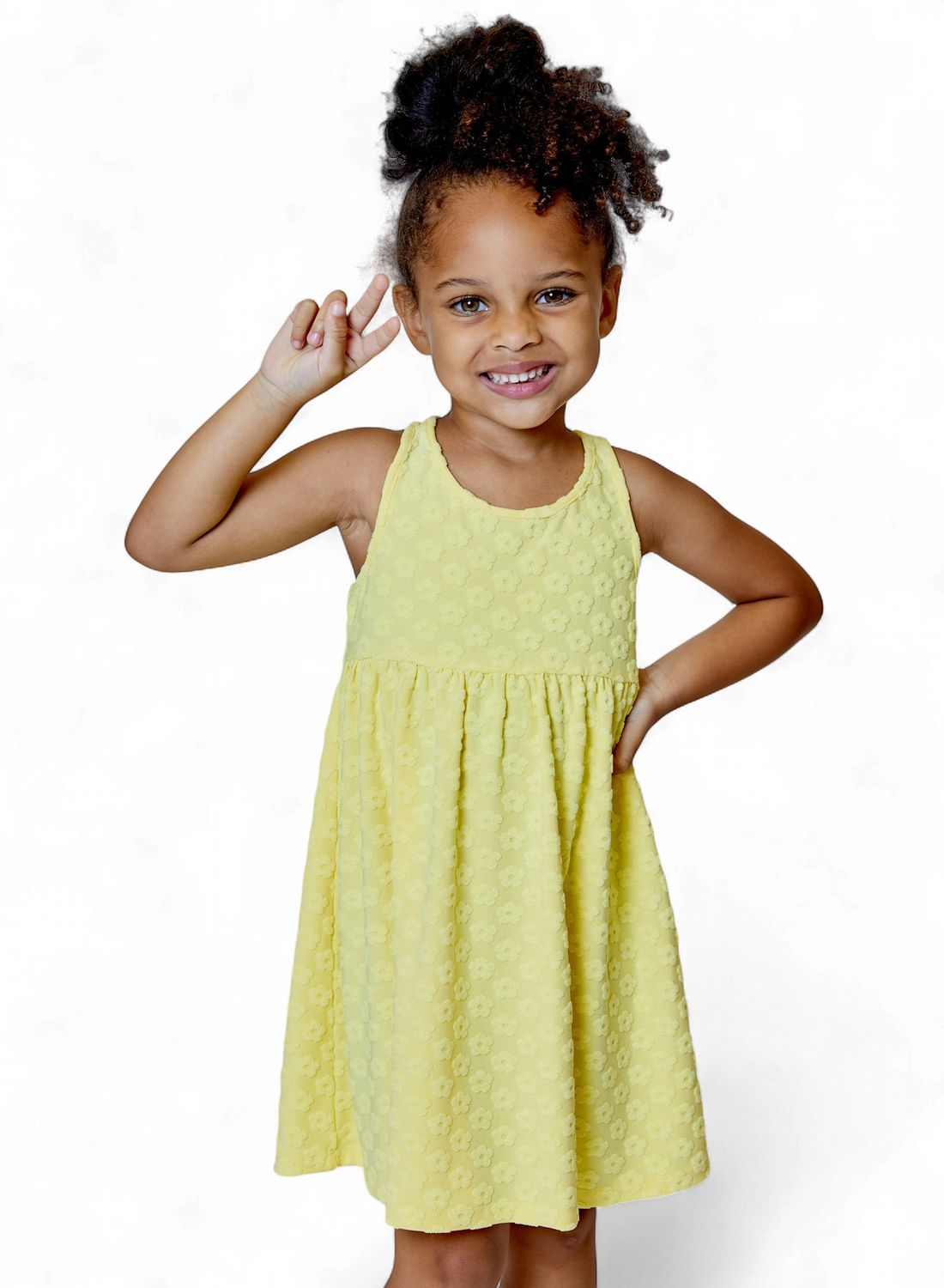 Terry Cloth Flower Dress - Yellow