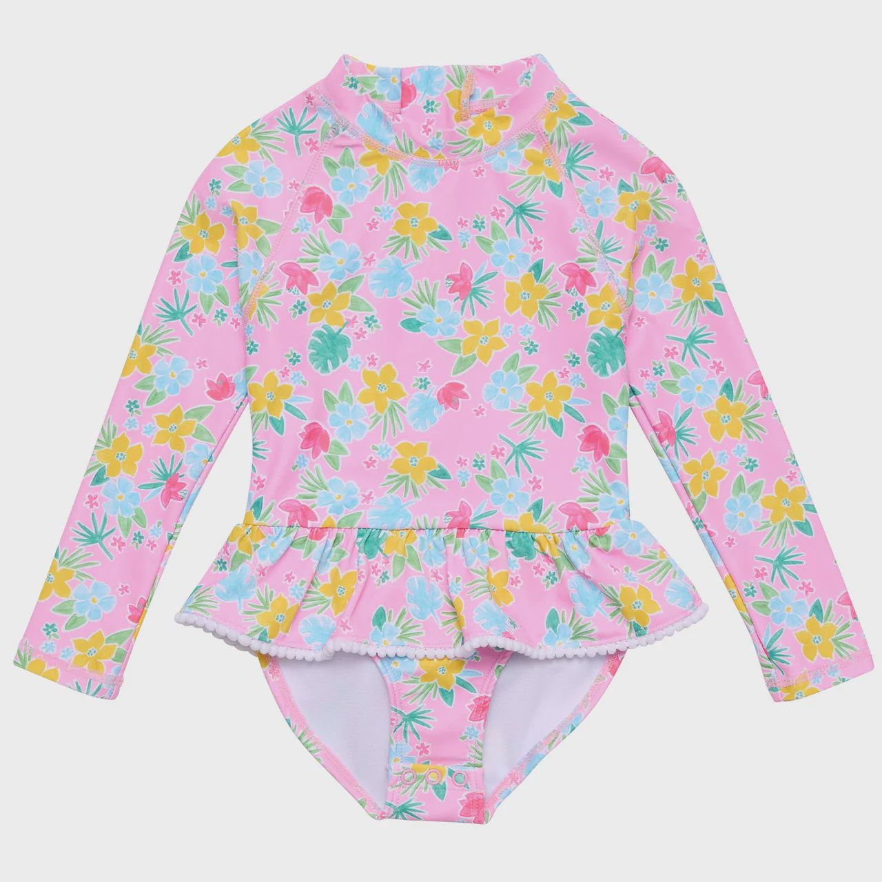 Girls Long Sleeve Skirt Surf Suit - Buttercup Bloom