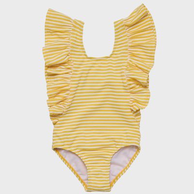Girls One-Piece Frill Swimsuit - Sunshine Stripe Wide