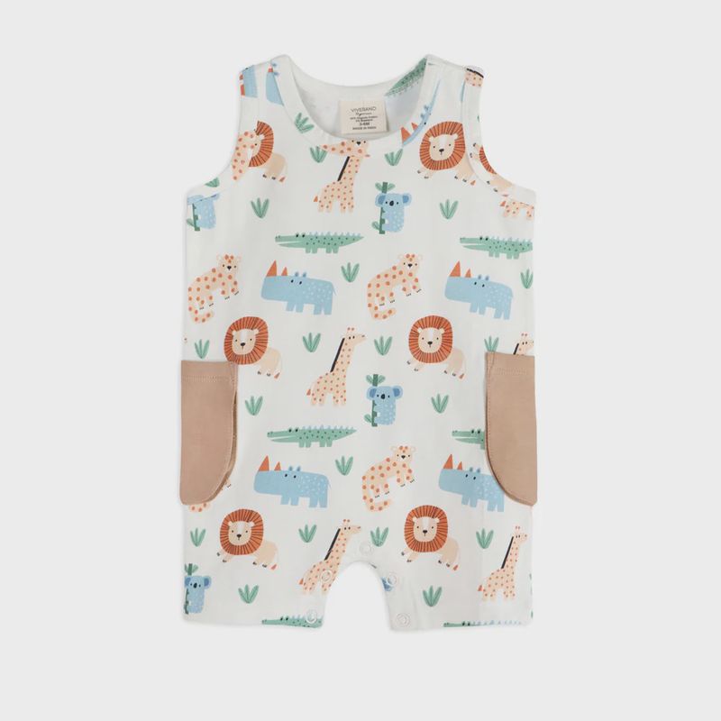 Baby Side Pocket Shortie Romper - Safari