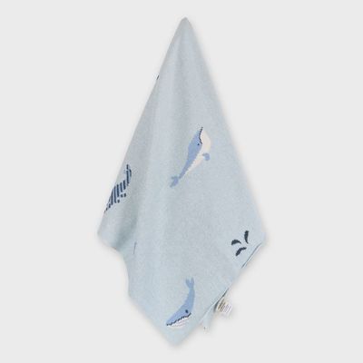 Organic Cotton Jacquard Sweater Knit Blanket - Whales