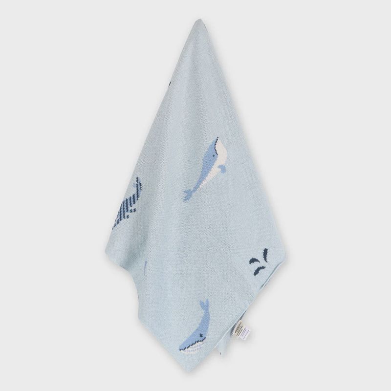 Organic Cotton Jacquard Sweater Knit Blanket - Whales