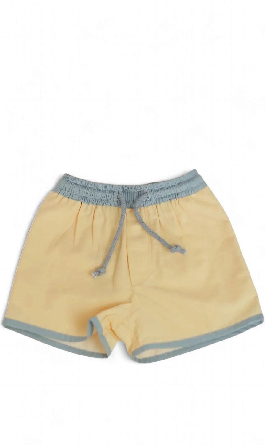 The Pop-On Short - Cream with Blue Trim