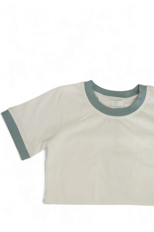 The Ringer Tee - White with Light Blue