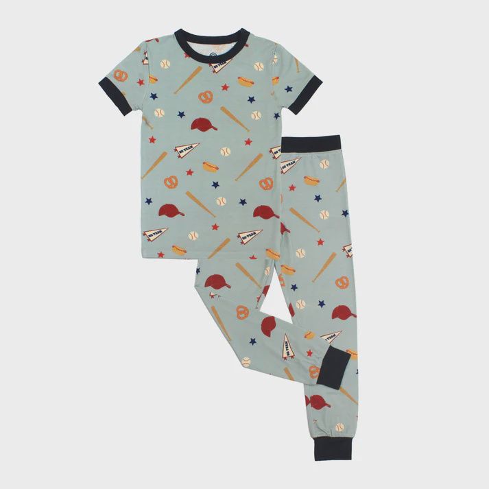 Short Sleeve Pajama Set - Play Ball Baseball