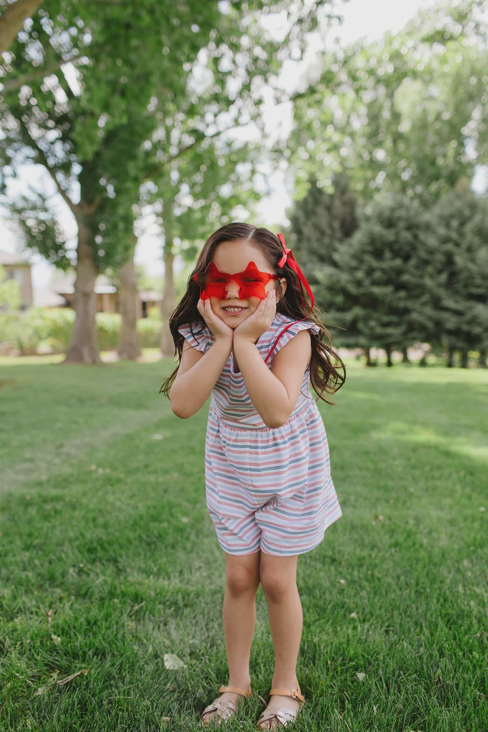 Macie Romper - Patriotic Stripe