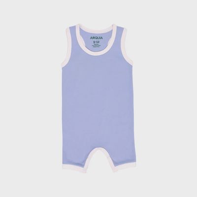 Cotton Romper - Chambray Blue with White Cotton Romper - Chambray Blue with White