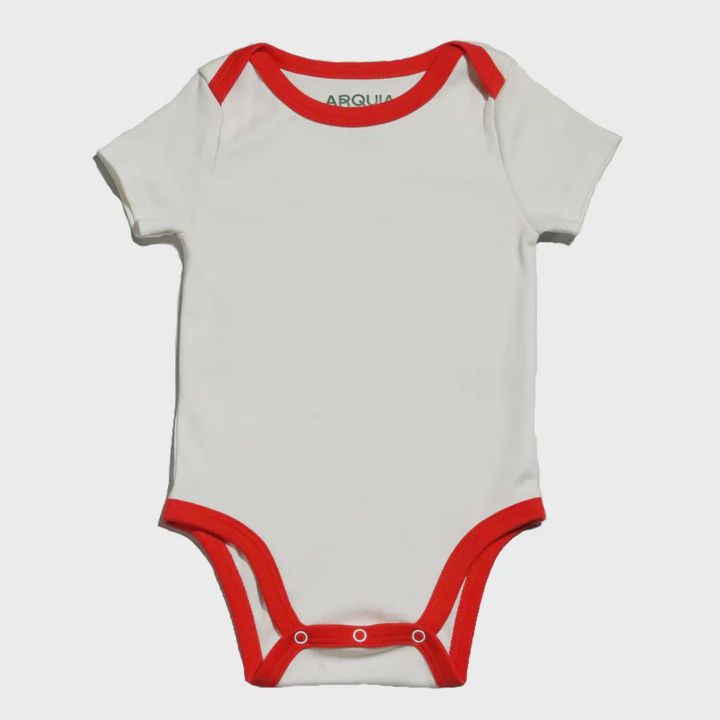 Short Sleeve Bodysuit - White with Engine Red