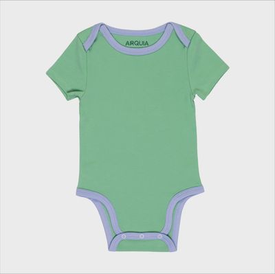 Short Sleeve Bodysuit - Grass Green with Blue