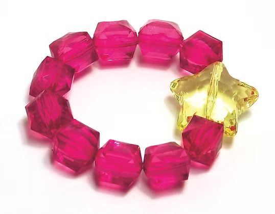 Rock Candy Bracelet - Hot Pink with Yellow Star