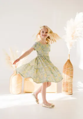 Girls Classic Ruffle Dress - Sunlit Sage Girls Classic Ruffle Dress - Sunlit Sage