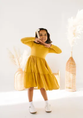 Girls Gwendolyn Ruffle Dress - Marigold Girls Gwendolyn Ruffle Dress - Marigold