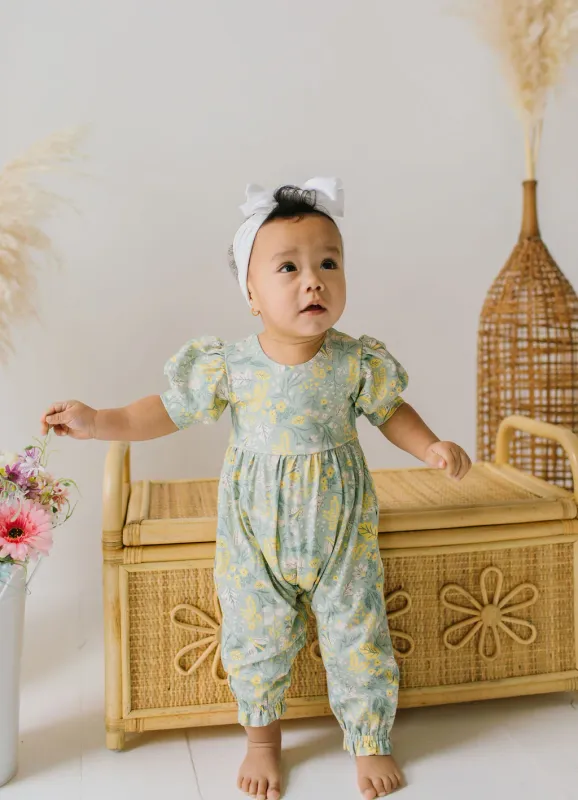 Baby Puffed Rosie Romper - Sunlit Sage