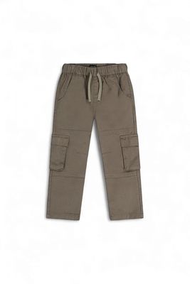 Boys Twill Pants With Cargo Pockets - Grey