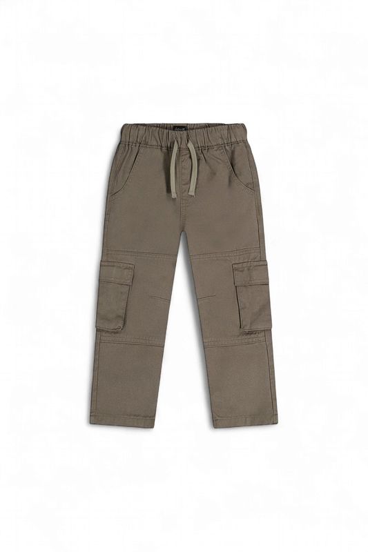 Boys Twill Pants With Cargo Pockets - Grey