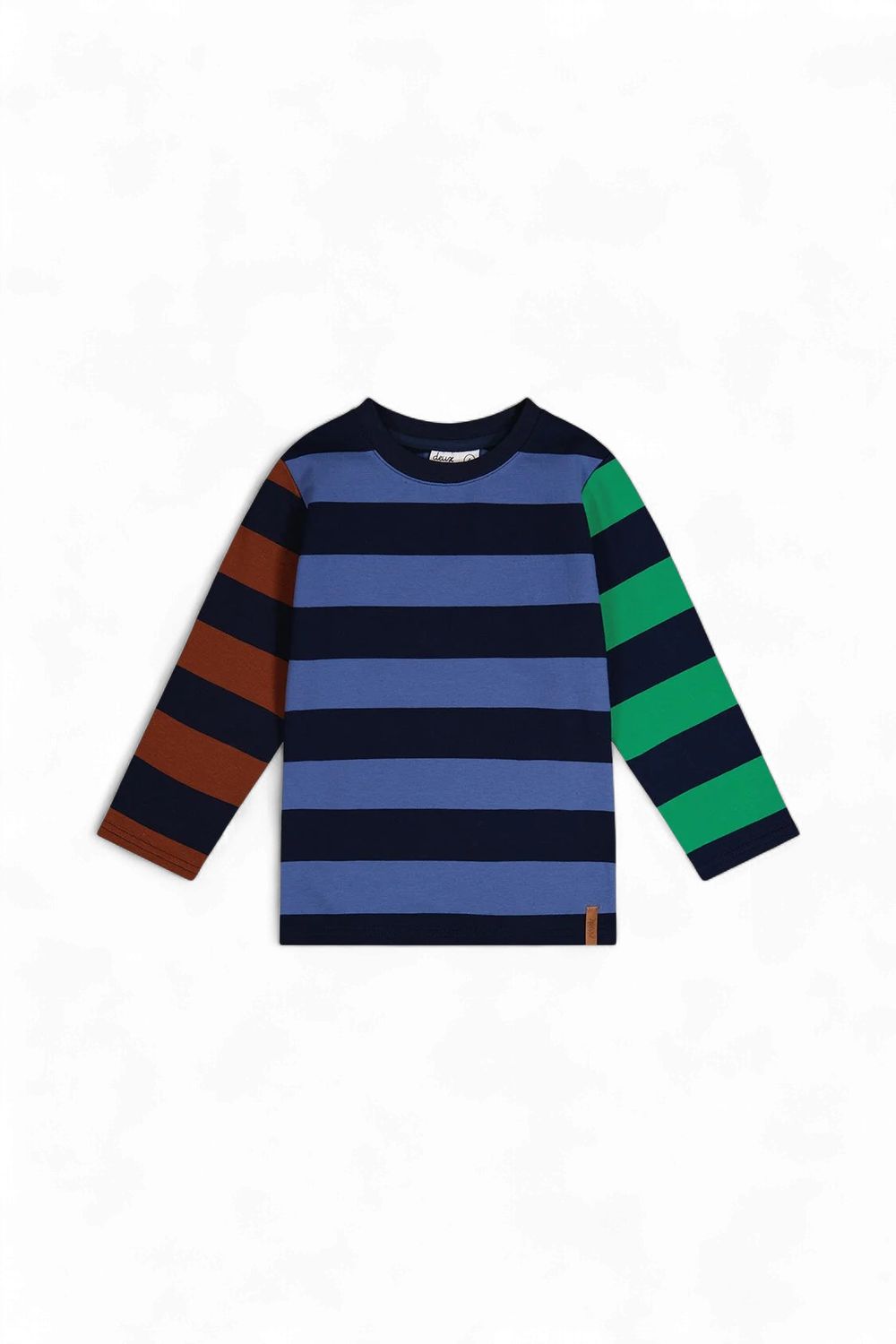 Boys Long Sleeve Striped T-Shirt -  Blue, Green And Brown