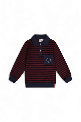Boys Brushed Jersey Top - Red And Blue Stripes