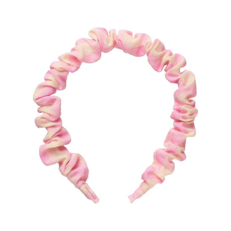 Pink Gingham Ruffle Headband