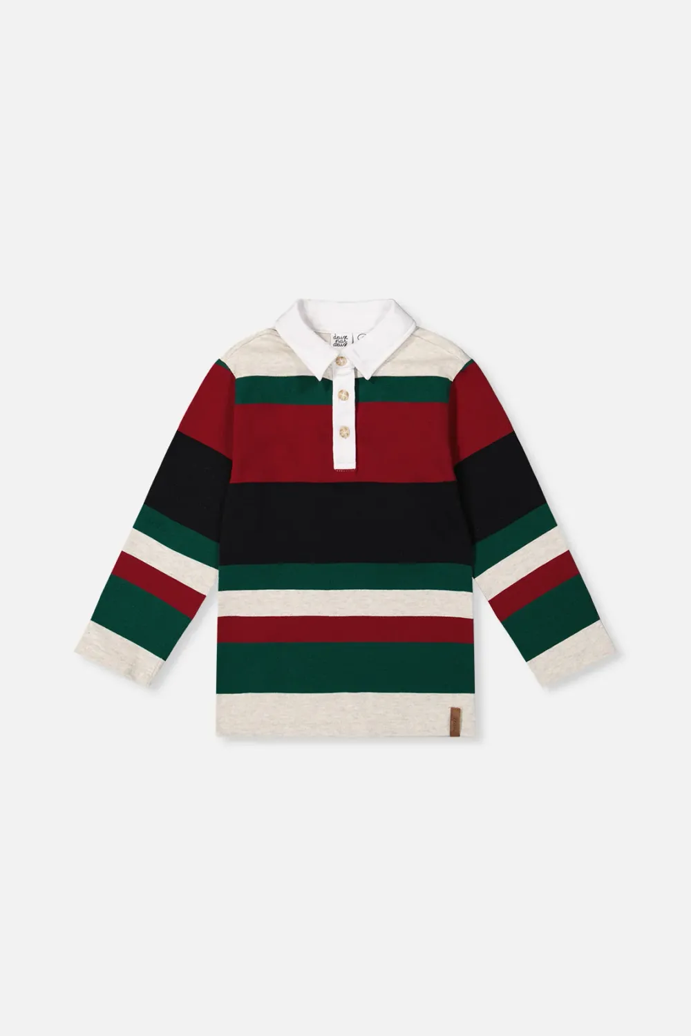 Boys Polo Top Blue Striped Red, Green And Grey