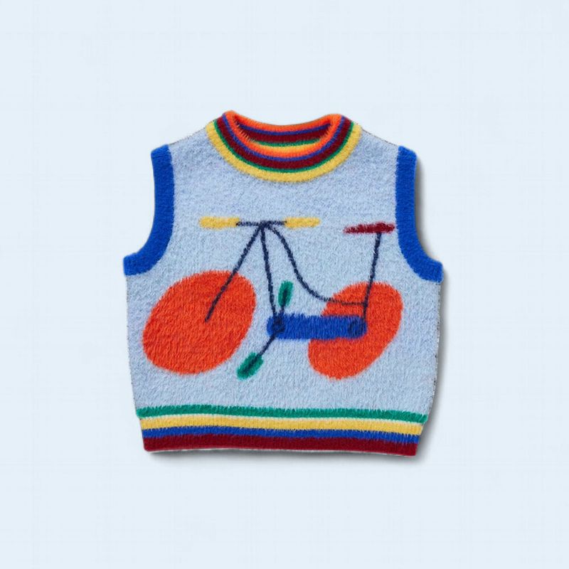 Baby Fluffy Knit Vest - Beep Beep