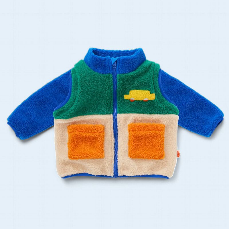 Baby Sherpa Jacket Vest - Beep Beep