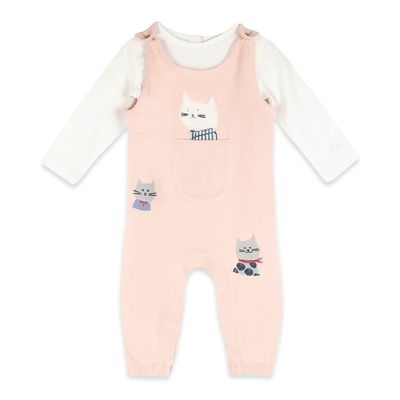 Knit Overalls &amp; Long Sleeve Bodysuit Set - Cat's Meow