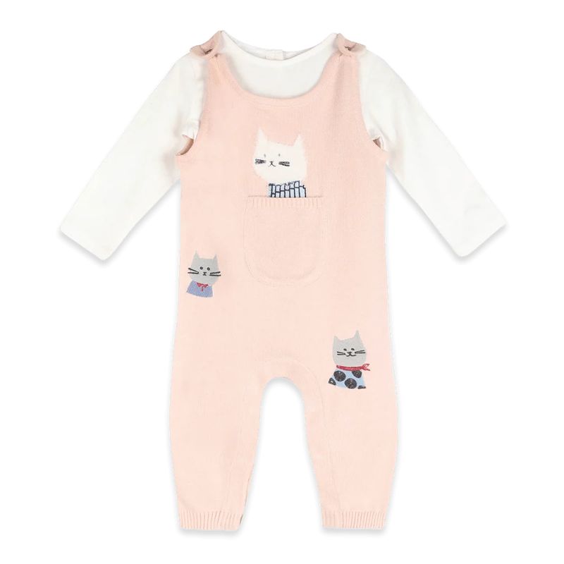 Knit Overalls &amp; Long Sleeve Bodysuit Set - Cat's Meow