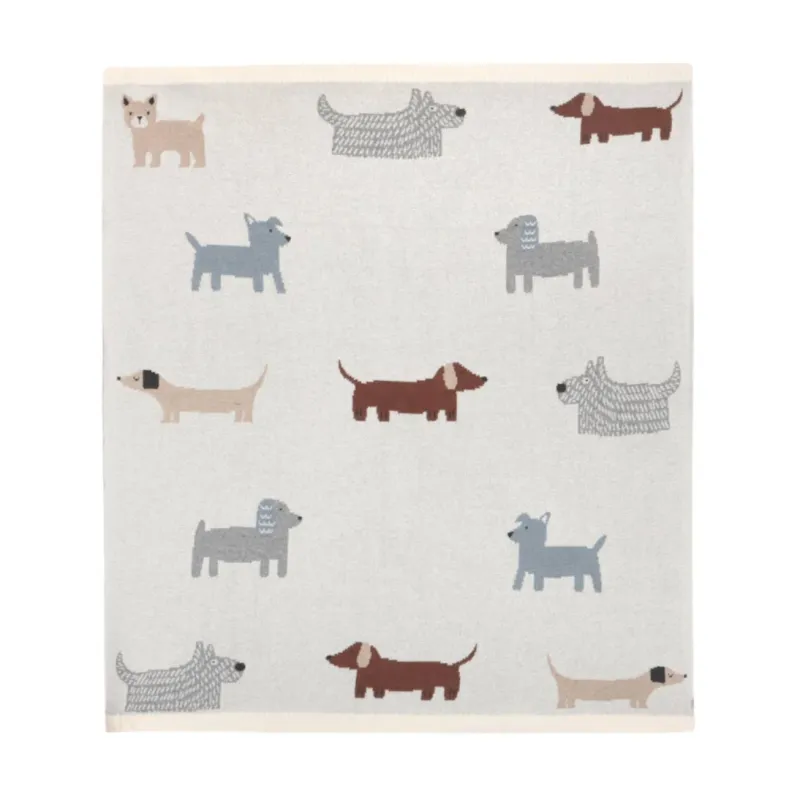 Organic Cotton Jacquard Knit Baby Blanket - Buddy Dog