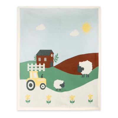 Organic Cotton Jacquard Knit Baby Blanket - Sunny Farm