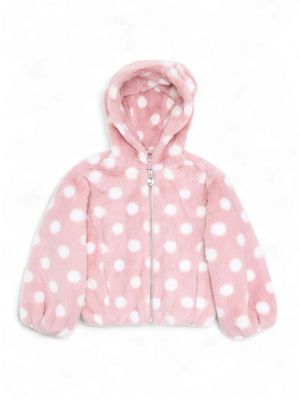 Girls' Hooded Faux Fur Jacket - Pink