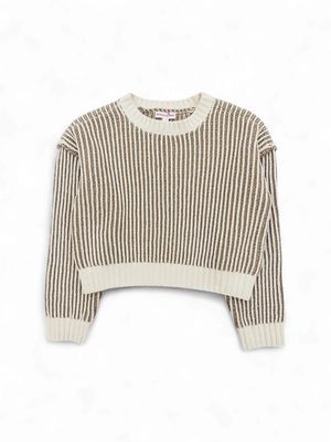 Girls Striped Rib-Knit Sweater - Tan