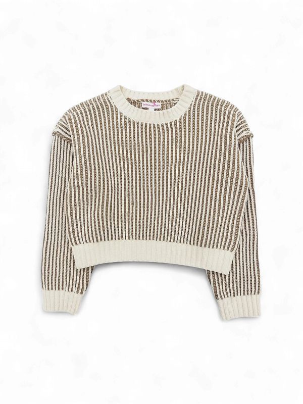 Girls Striped Rib-Knit Sweater - Tan