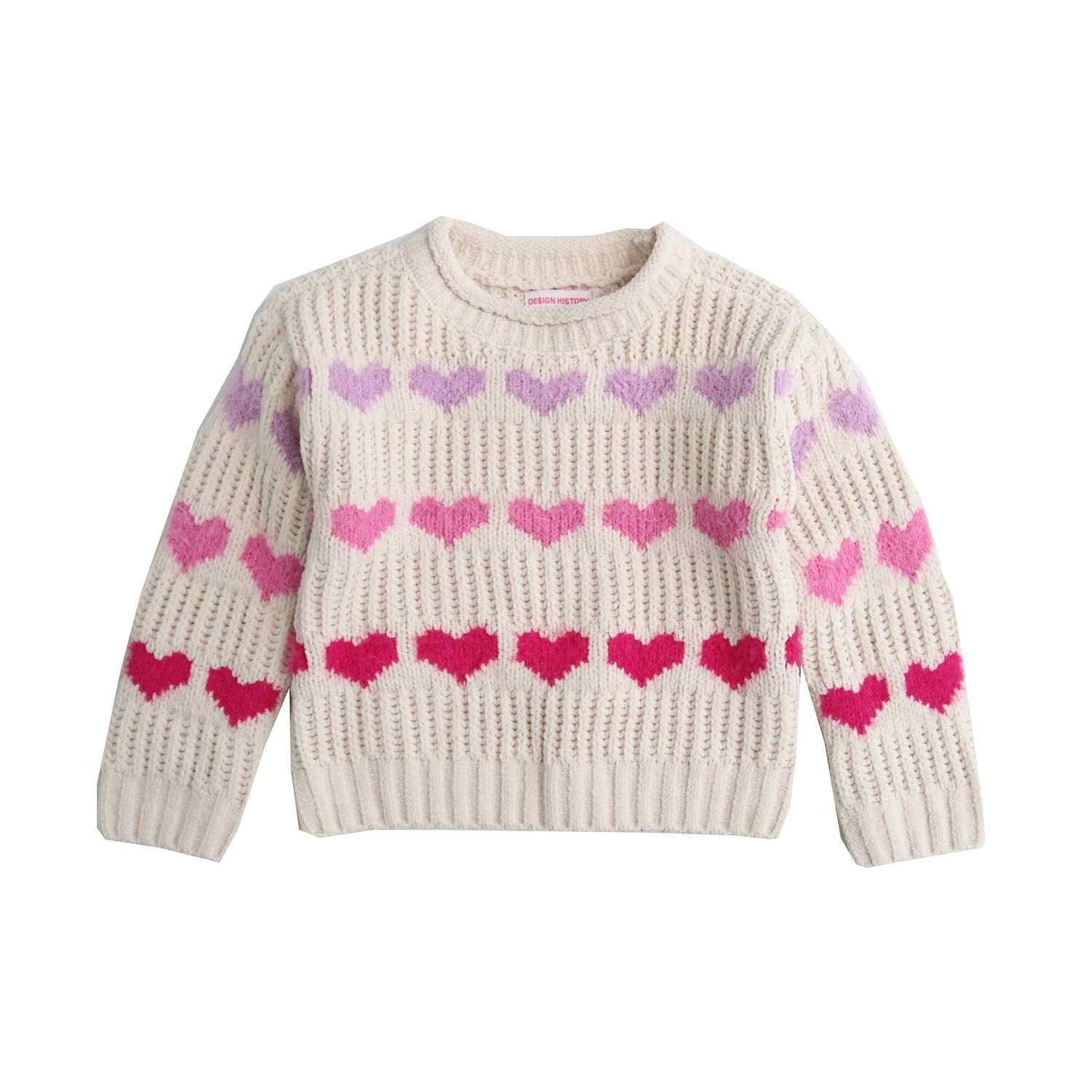 Girls Roll Neck Heart Knit Sweater