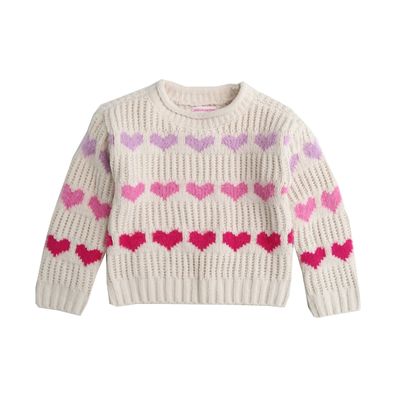 Girls Roll Neck Heart Knit Sweater