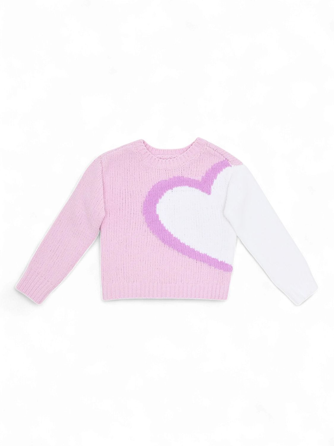 Girls Oversized Heart Colorblock Sweater