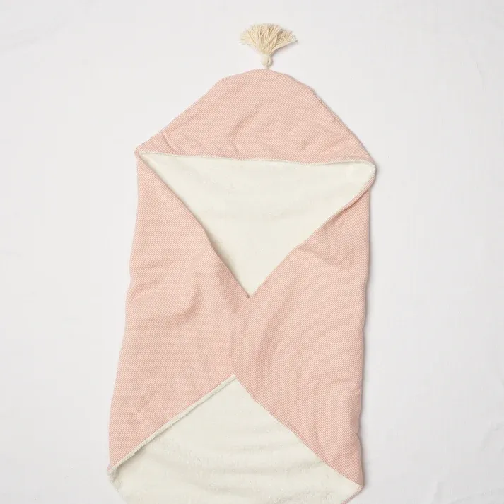 Hooded Towel - Apricot Striped