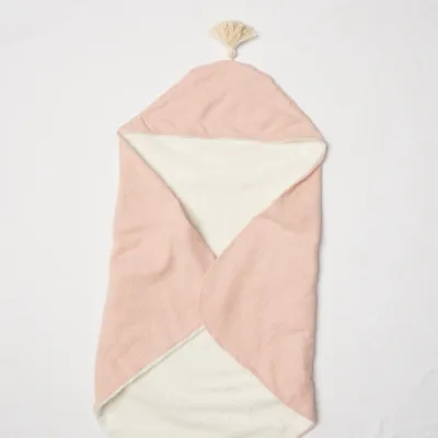 Hooded Towel - Apricot Striped